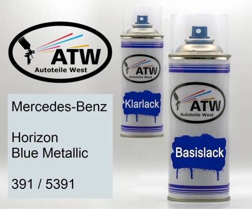 Mercedes-Benz, Horizon Blue Metallic, 391 / 5391: 400ml Sprühdose + 400ml Klarlack - Set, von ATW Autoteile West.